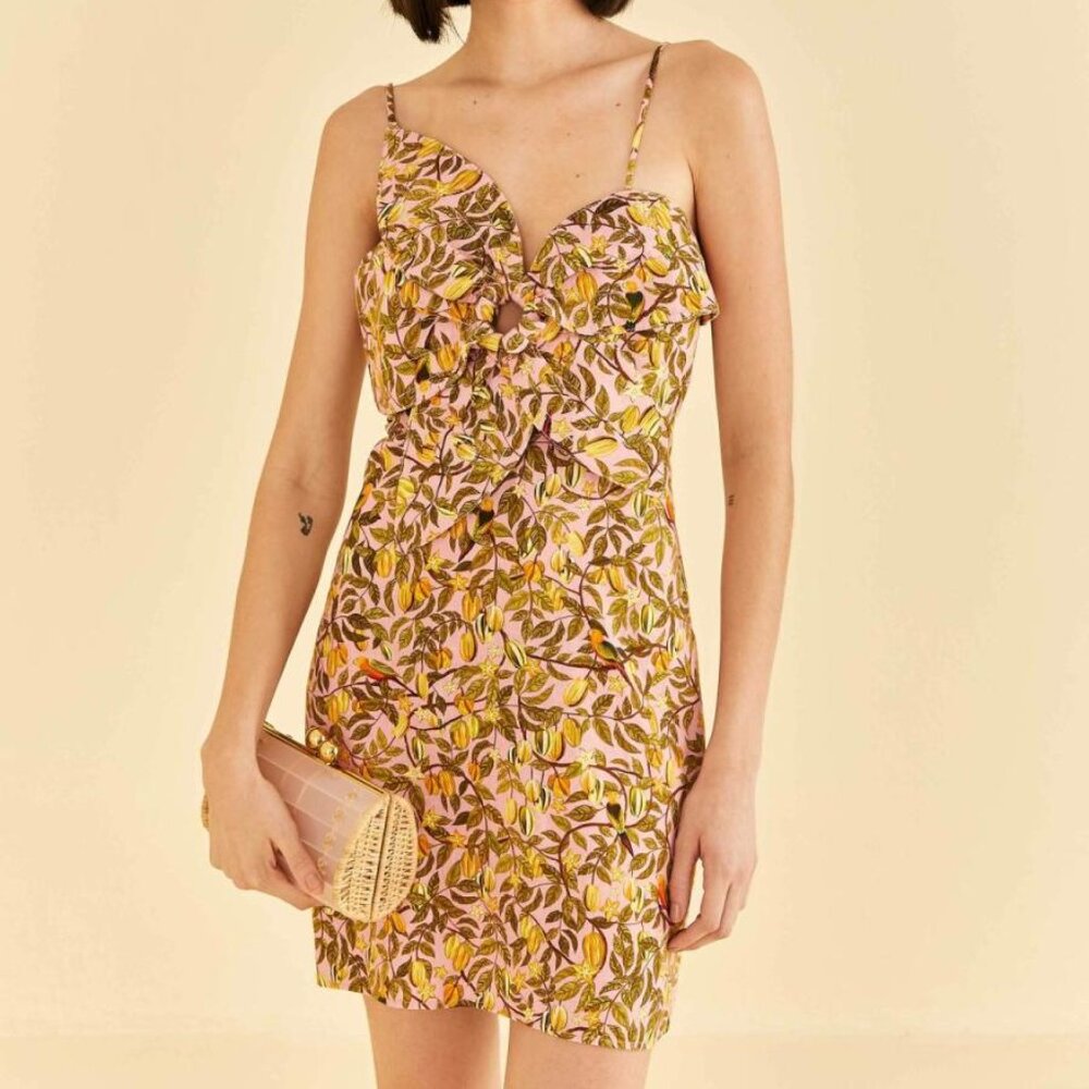 FARM RIO Light Pink Star Fruit Flower Mini Dress